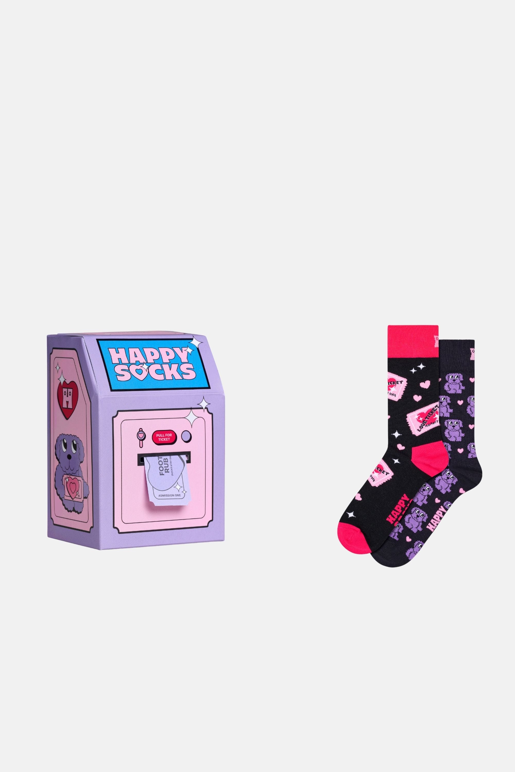 Happy Socks - Çok Renkli Bilet ve Köpek Desenli 2'li Pamuklu Çorap Seti