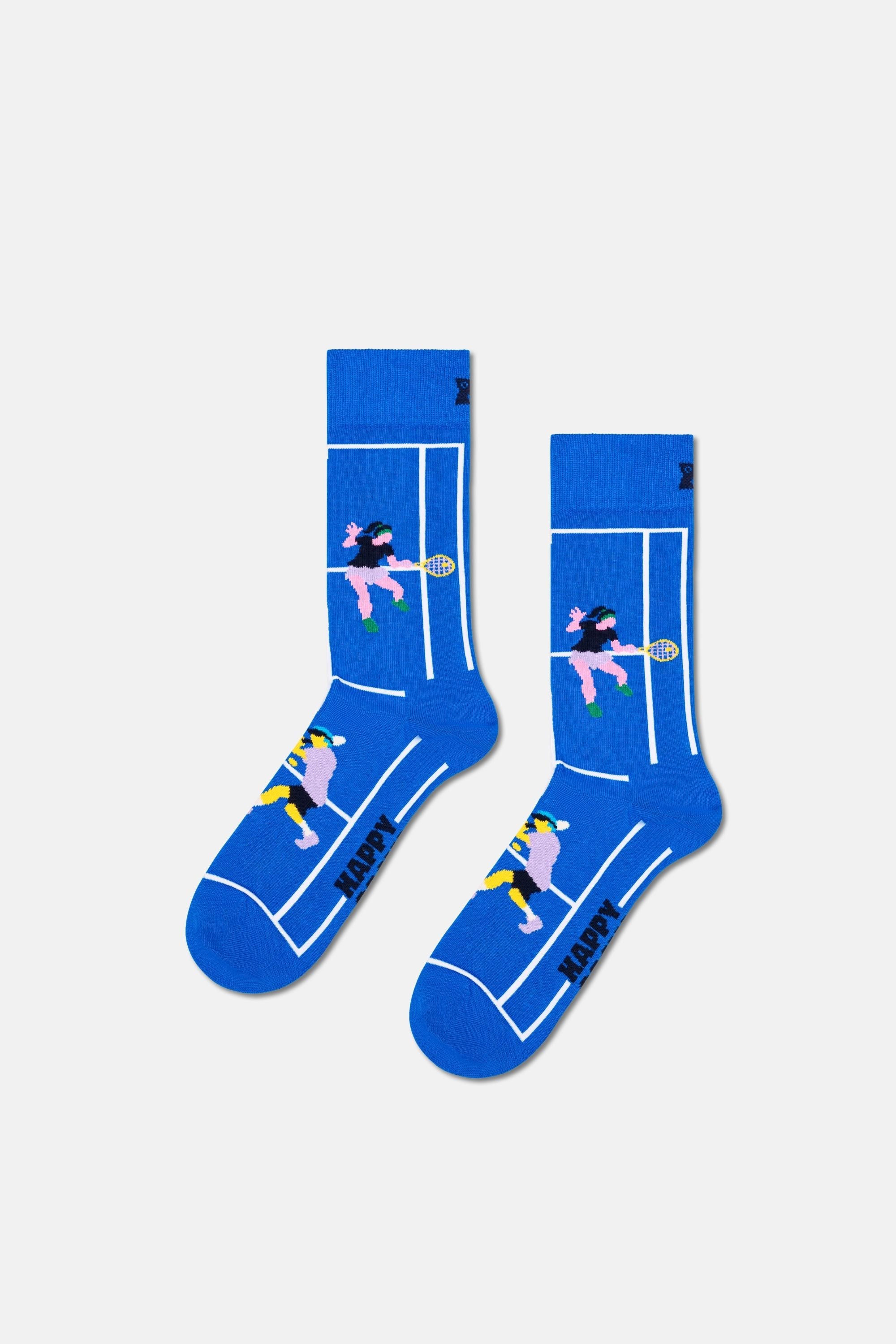 Happy Socks - Erkek Çok Renkli Tenis Desenli 3'lü Pamuklu Çorap Seti