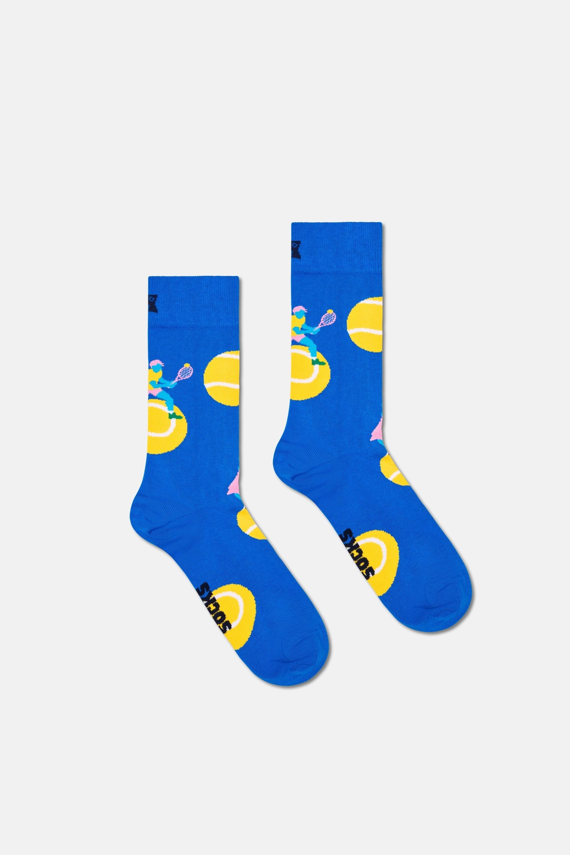 Happy Socks - Erkek Çok Renkli Tenis Desenli 3'lü Pamuklu Çorap Seti