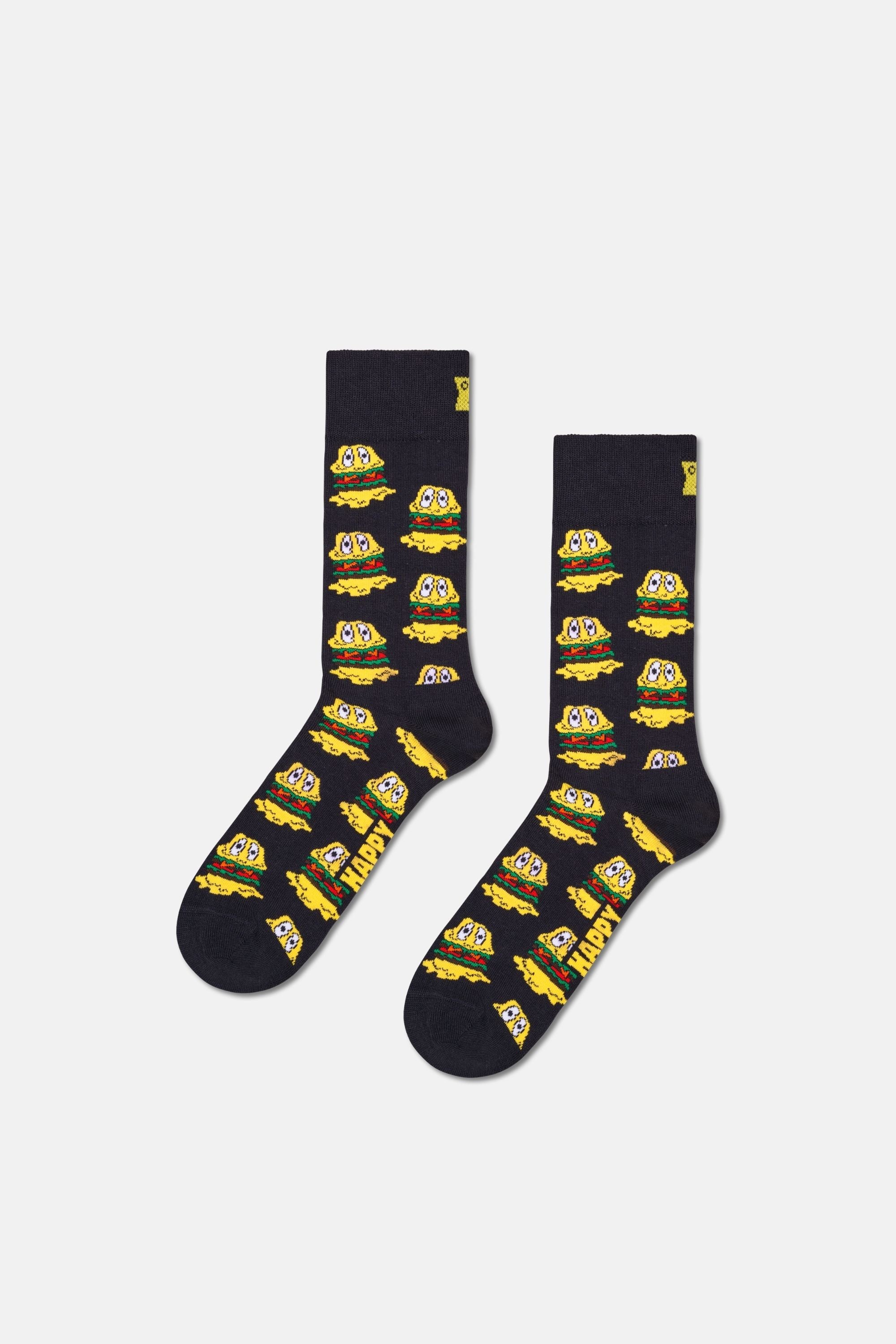 Happy Socks - Çok Renkli Hamburger ve Patates Desenli 3'lü Pamuklu Çorap Seti