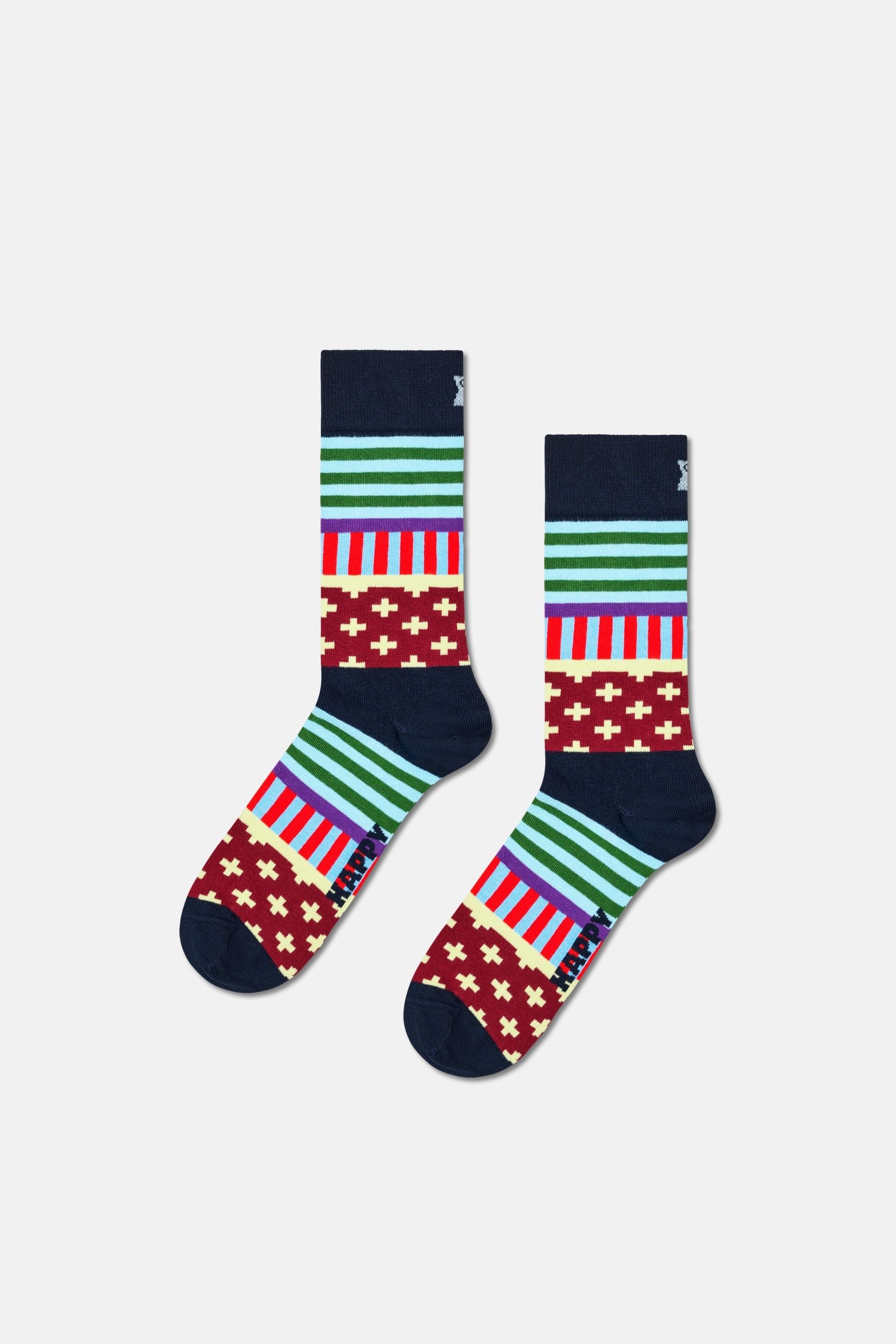 Happy Socks - Çok Renkli Karışık Desenli 3'lü Pamuklu Çorap Seti