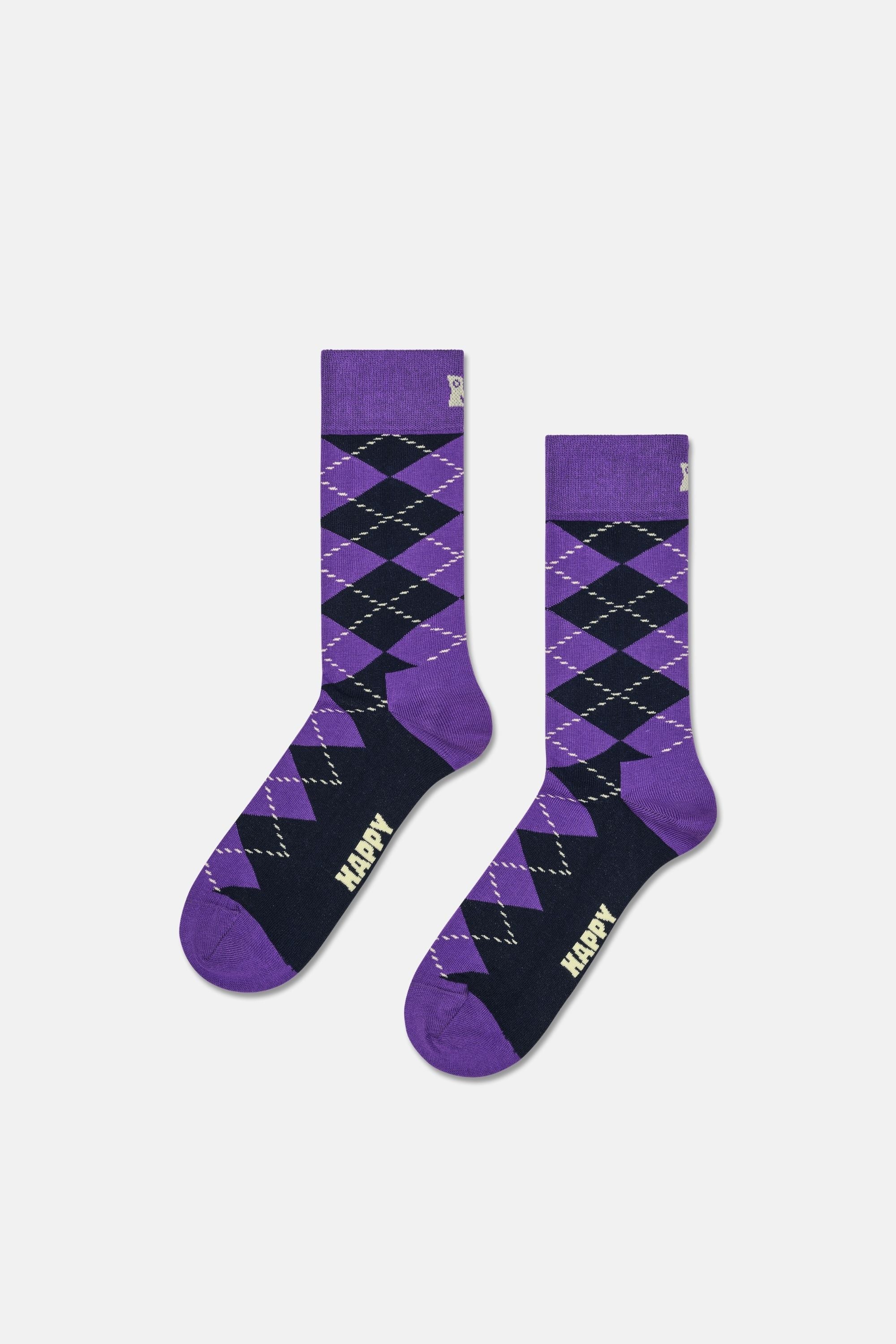 Happy Socks - Çok Renkli Kare Desenli 3'lü Pamuklu Çorap Seti