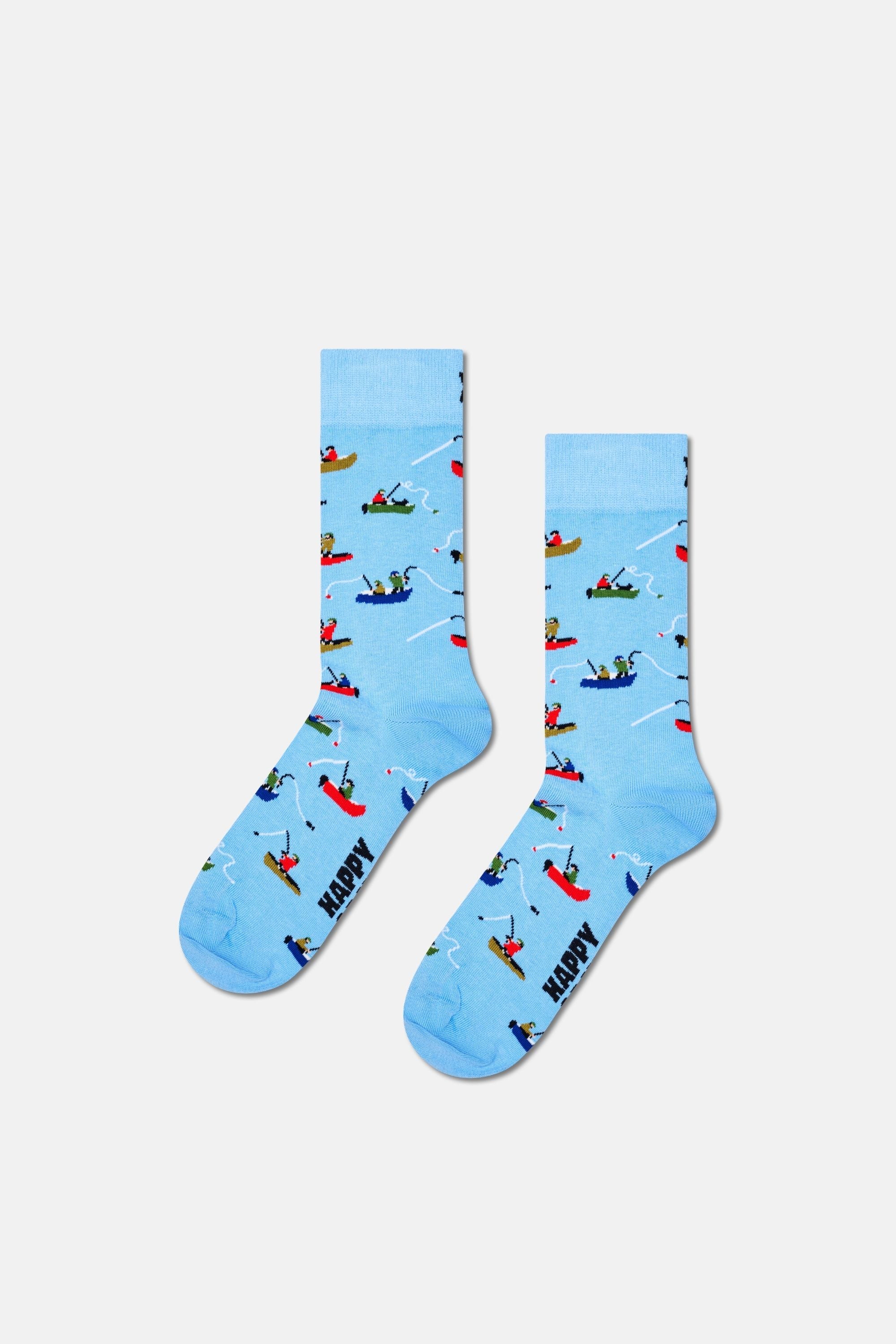 Happy Socks - Çok Renkli Balık Desenli 3'lü Pamuklu Çorap Seti