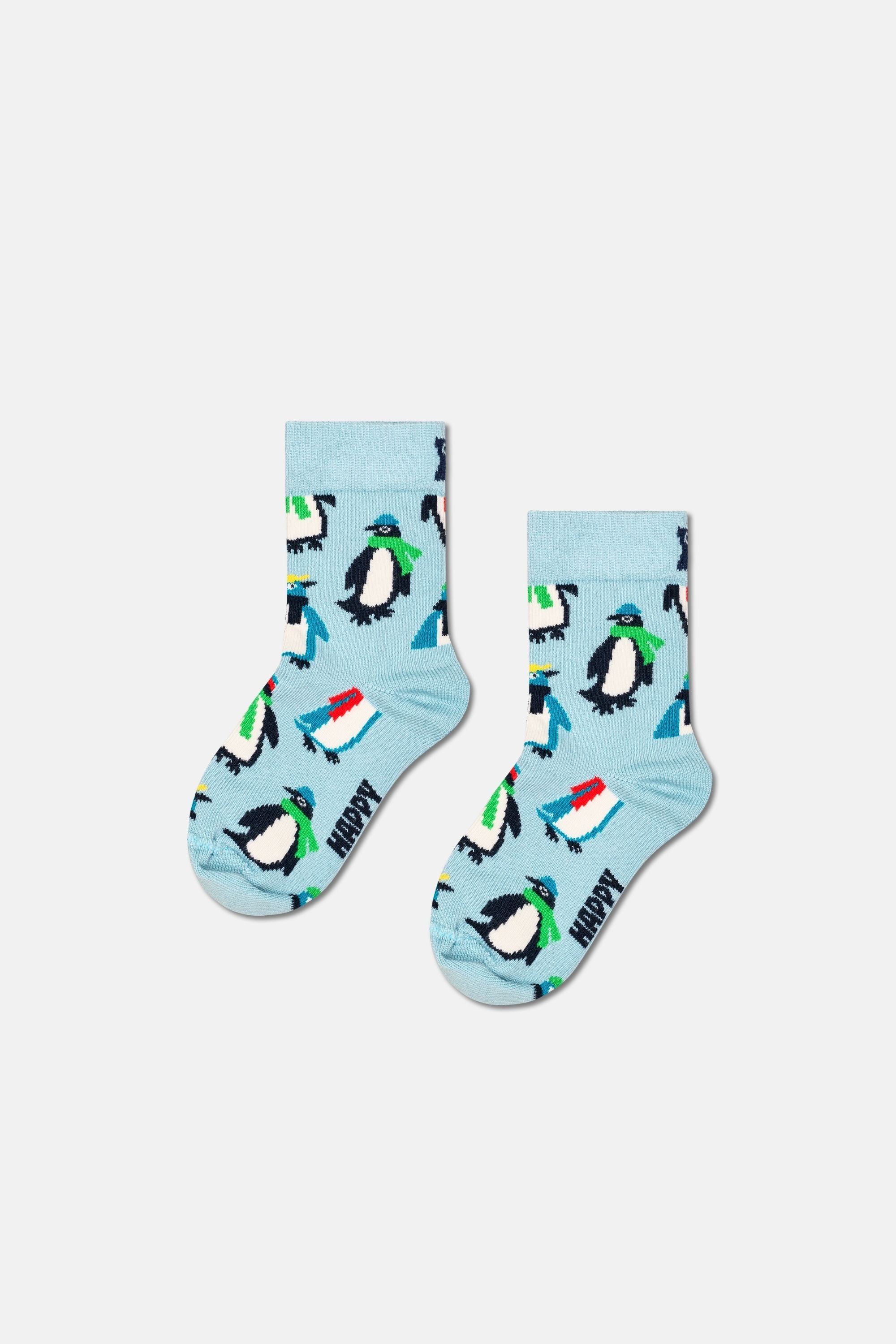 Happy Socks - Çocuk Çok Renkli Penguen Desenli 5'li Pamuklu Çorap Seti