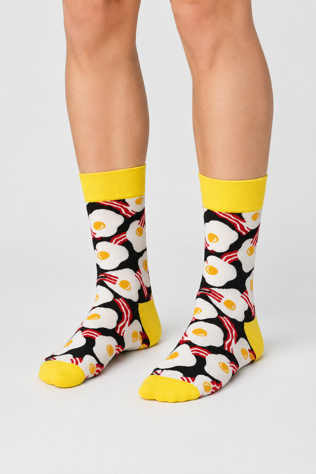 Happy Socks - Siyah Yumurta ve Pastırma Desenli Pamuklu Çorap