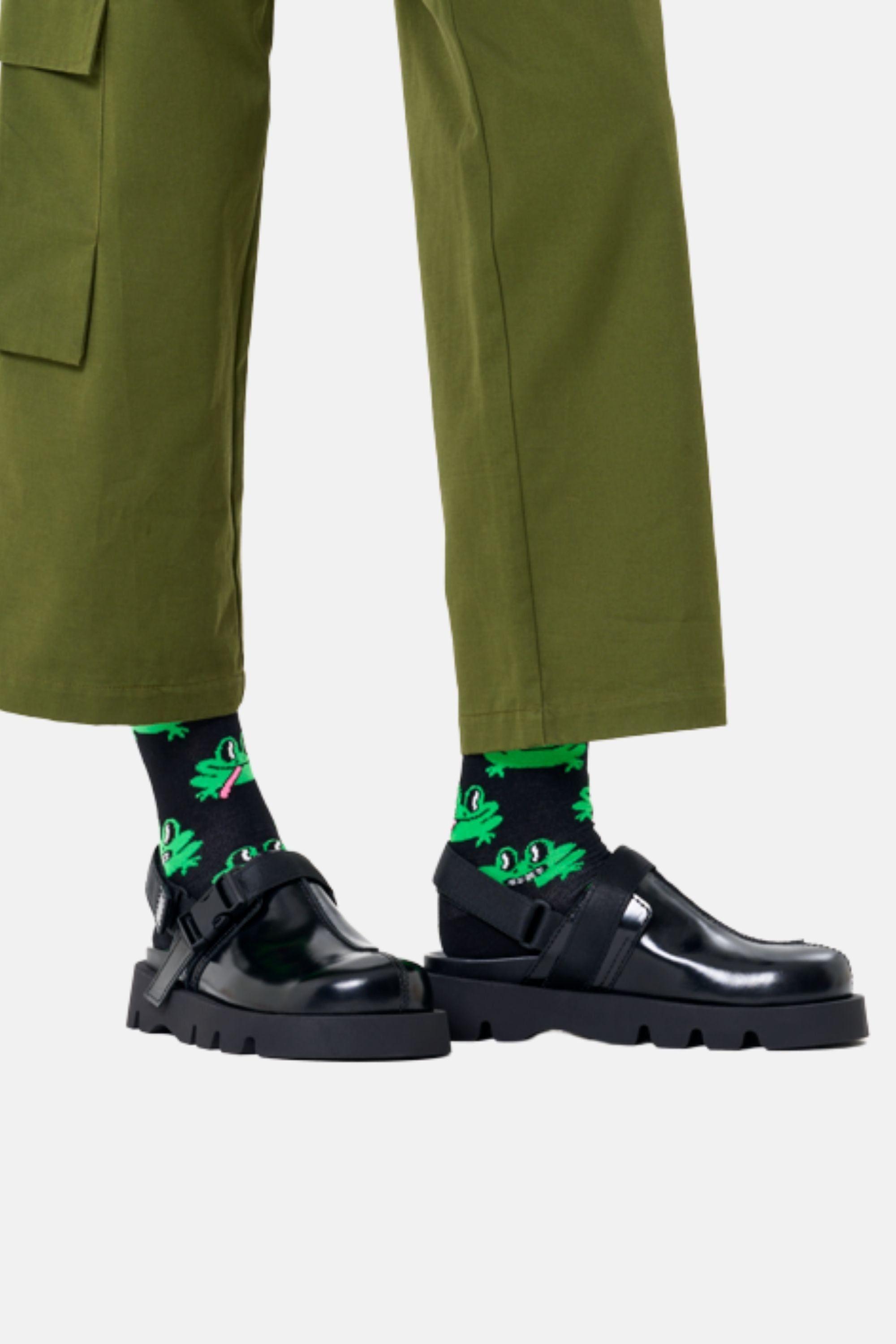Happy Socks - Siyah Kurbağa Desenli Pamuklu Çorap