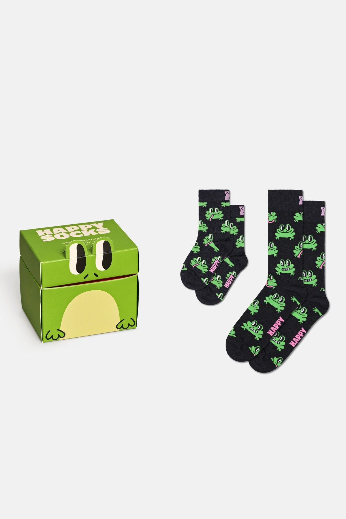 Happy Socks - Siyah Mini & Me 2’li Kurbağa Desenli Pamuklu Çorap Seti