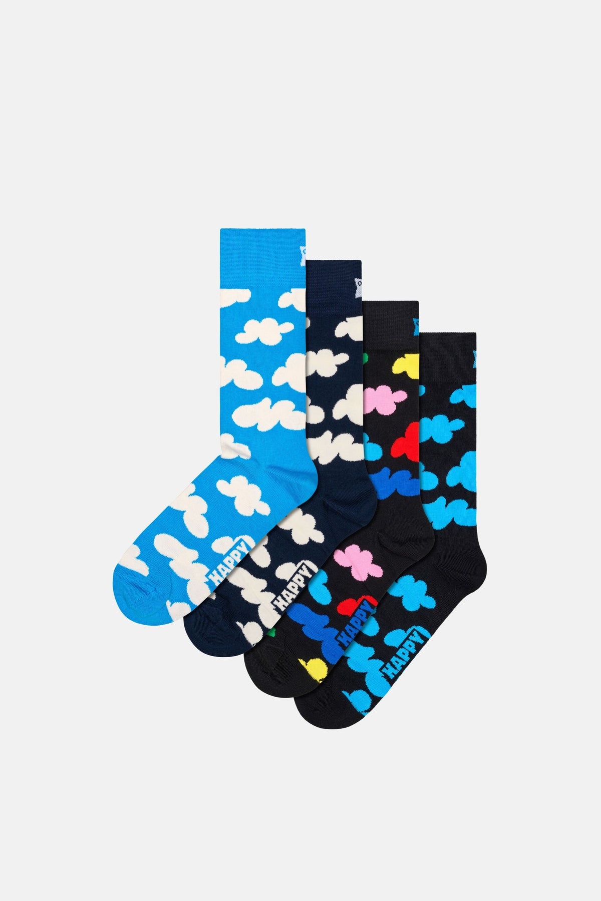 Happy Socks - Açık Mavi 4’lü Bulut Desenli Pamuklu Çorap Seti