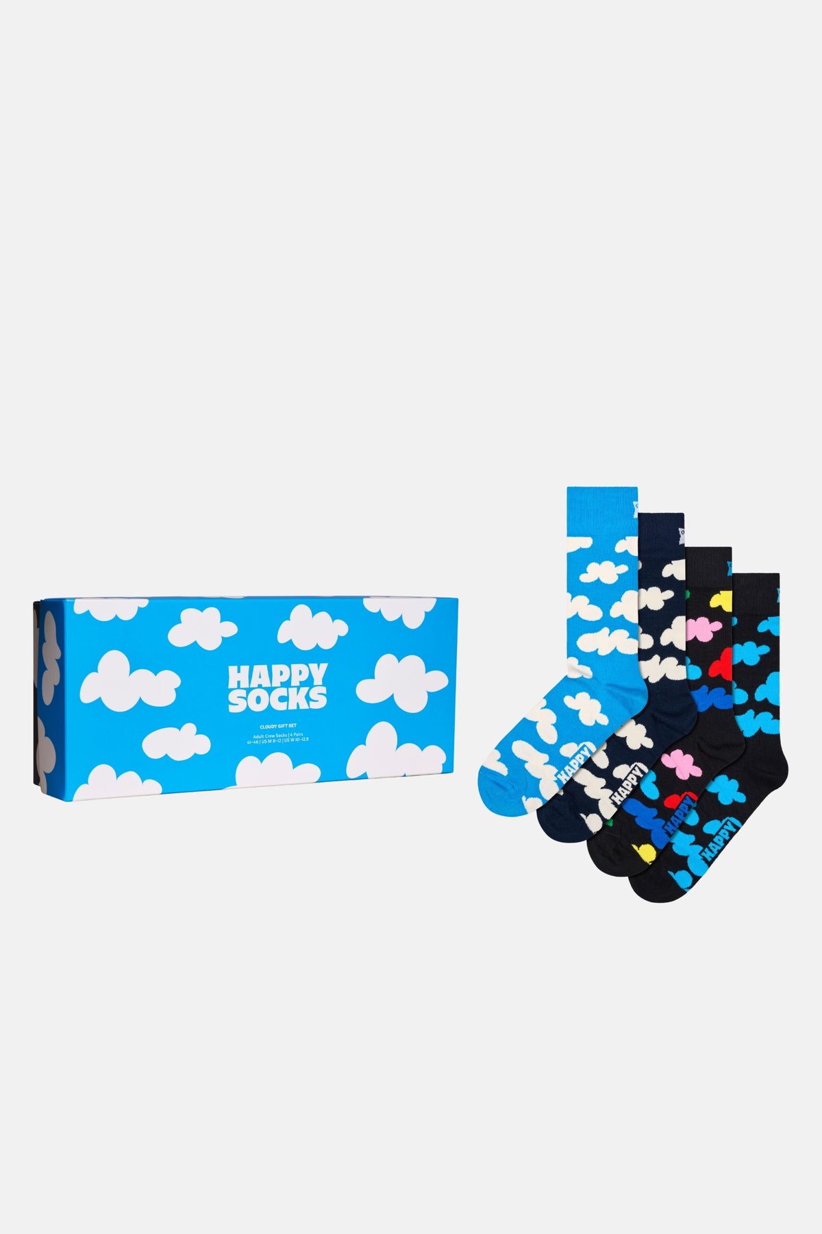 Happy Socks - Açık Mavi 4’lü Bulut Desenli Pamuklu Çorap Seti