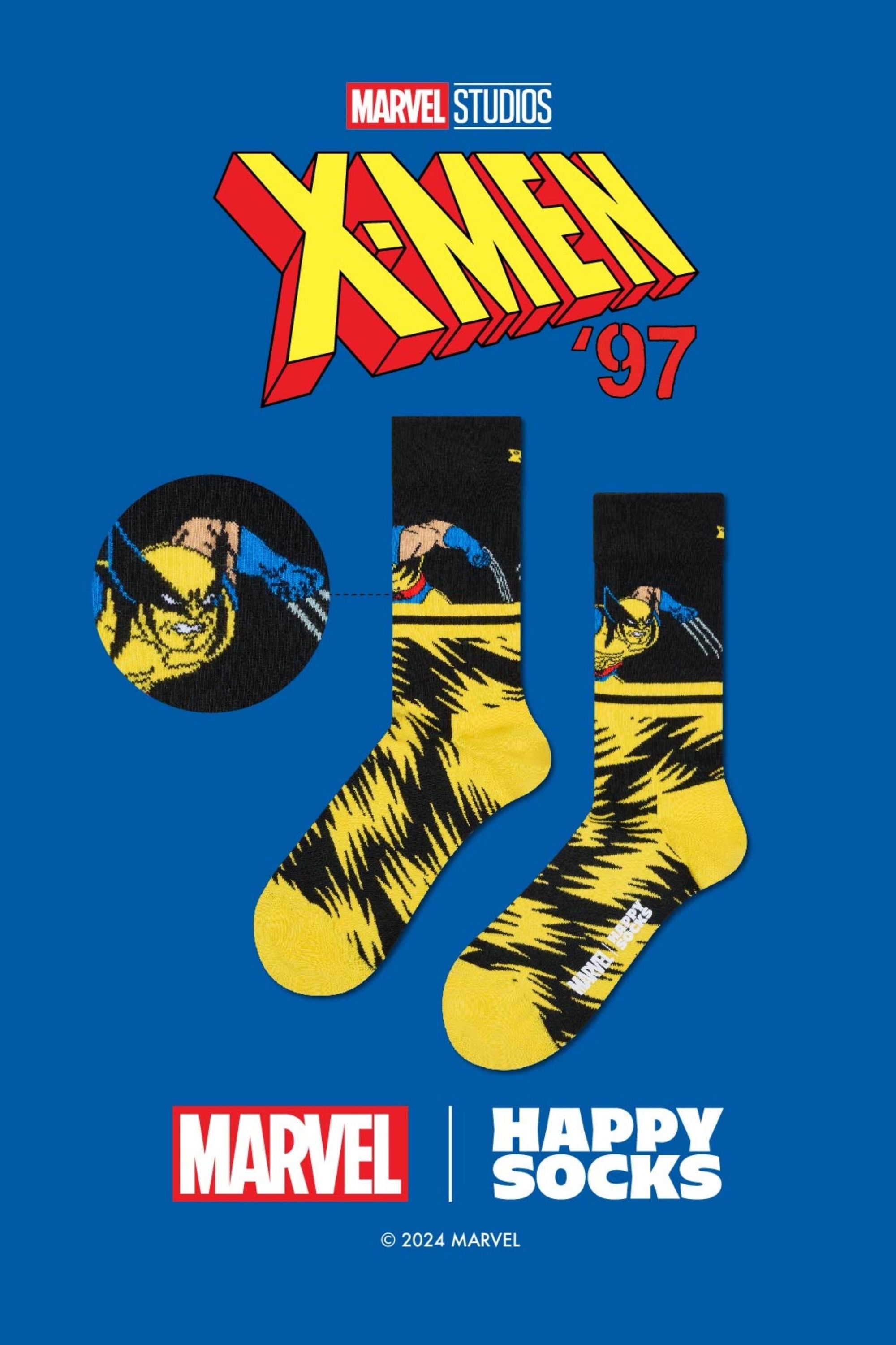 Happy Socks - Sarı MARVEL X - Men Wolverine Figürlü Çorap