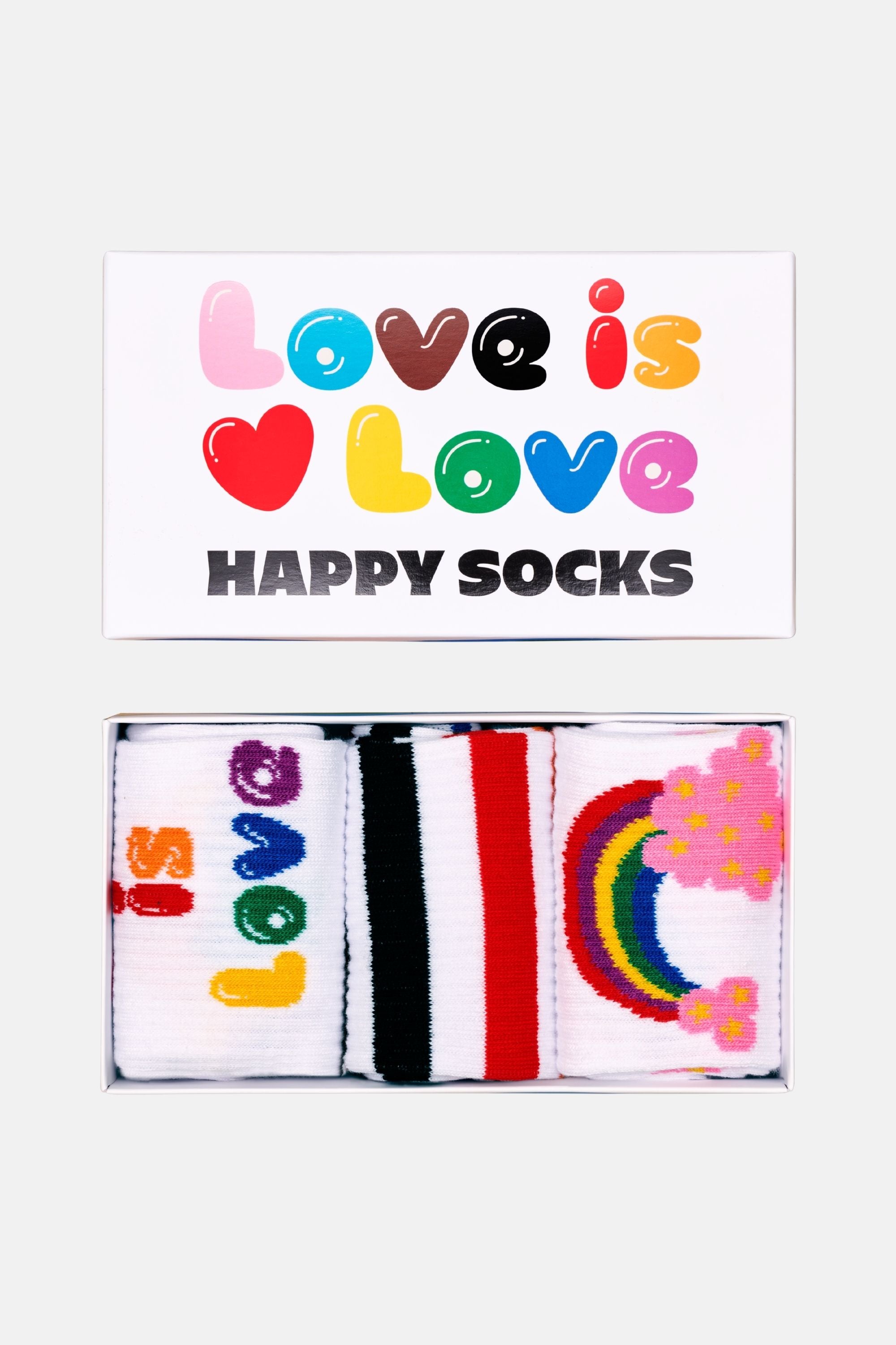 Happy Socks - Çok Renkli Sevgi Temalı 3’lü Sneaker Çorap Seti