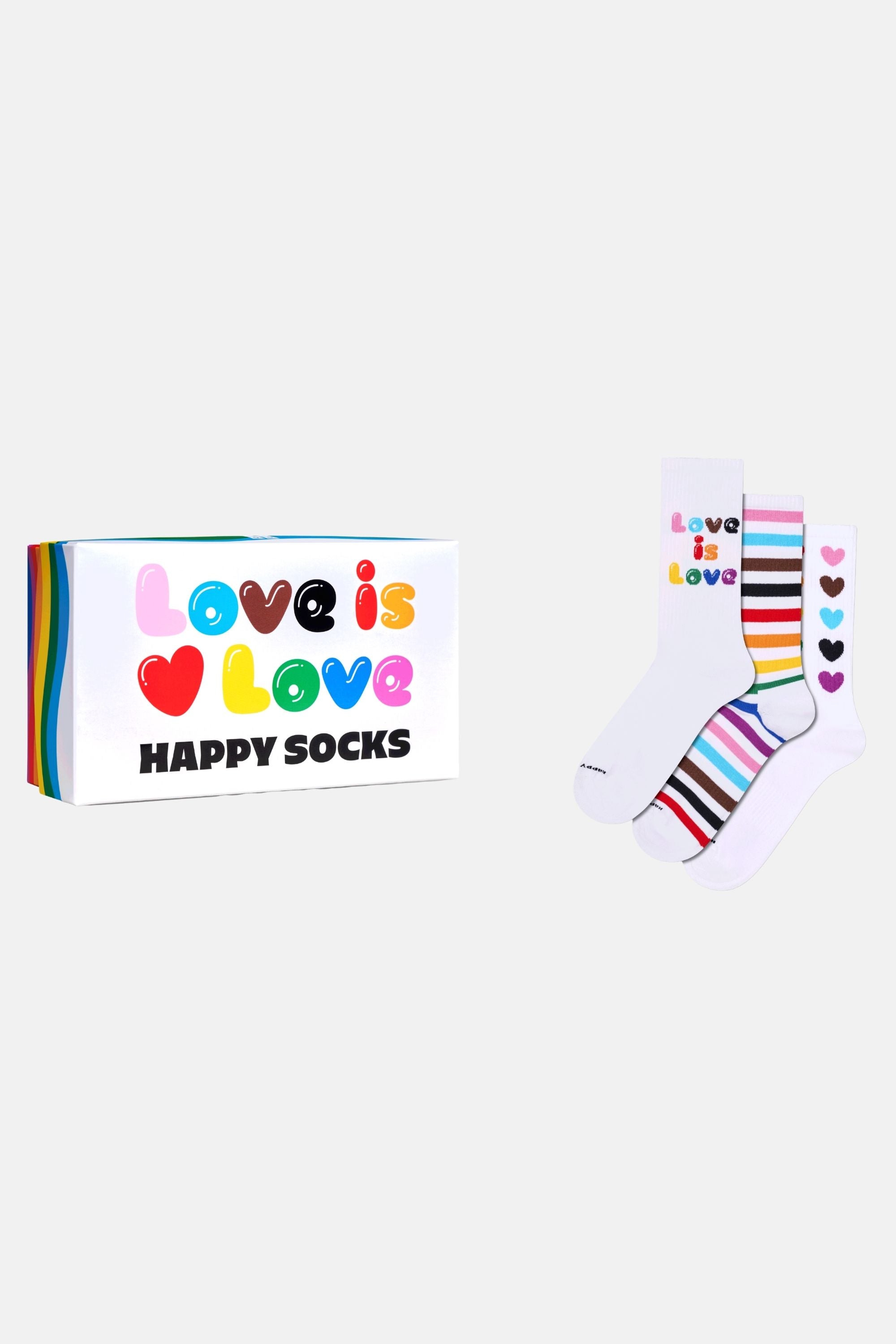 Happy Socks - Çok Renkli Sevgi Temalı 3’lü Sneaker Çorap Seti