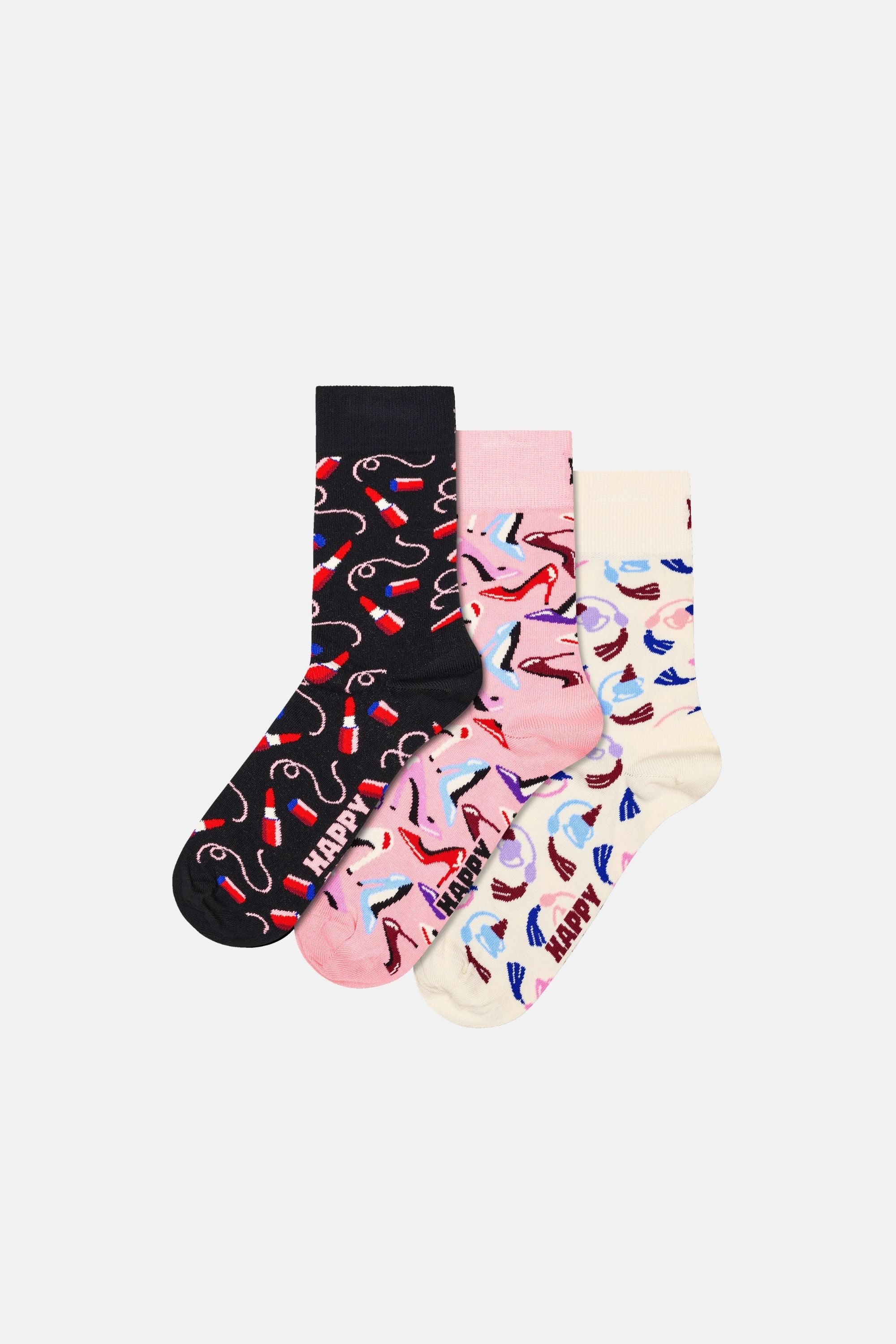 Happy Socks - Çok Renkli 3’lü Parti Desenli Pamuklu Çorap Seti
