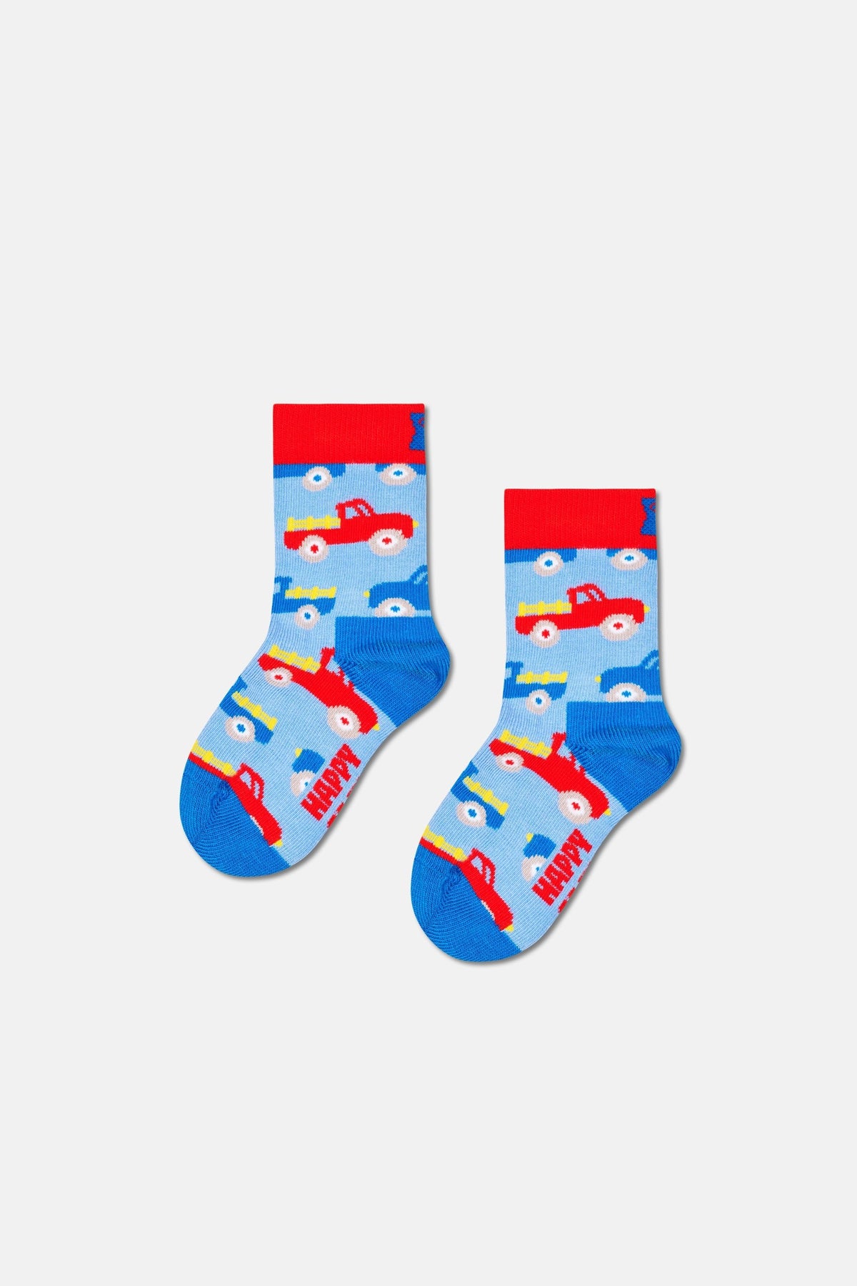 Happy Socks - Mavi 4’lü Traktör ve Kamyon Desenli Çocuk Pamuklu Çorap Seti