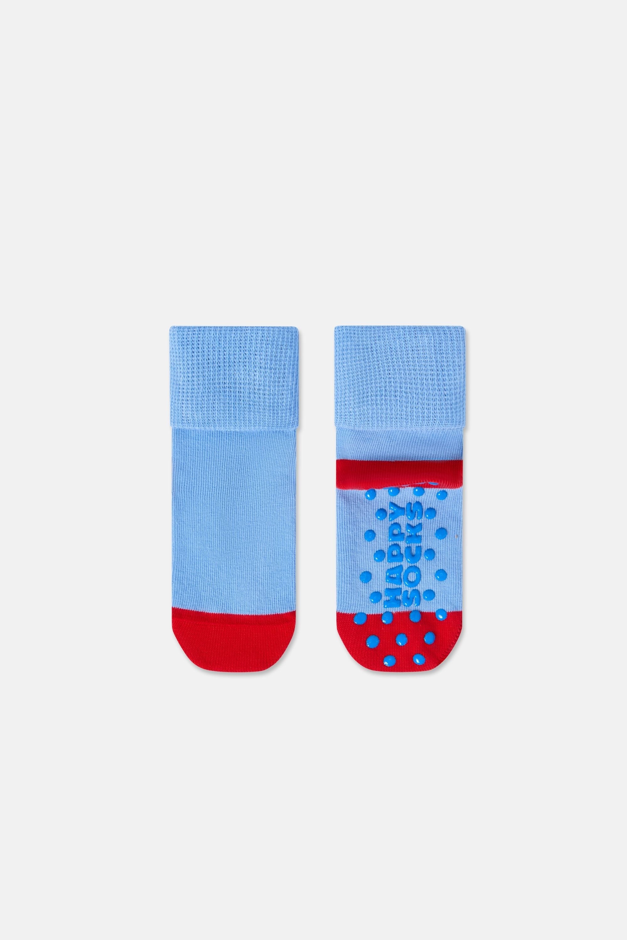 Happy Socks - Çok Renkli 4’lü Dinozor ve Traktör Desenli Kaydırmaz Çocuk Pamuklu Çorap Seti