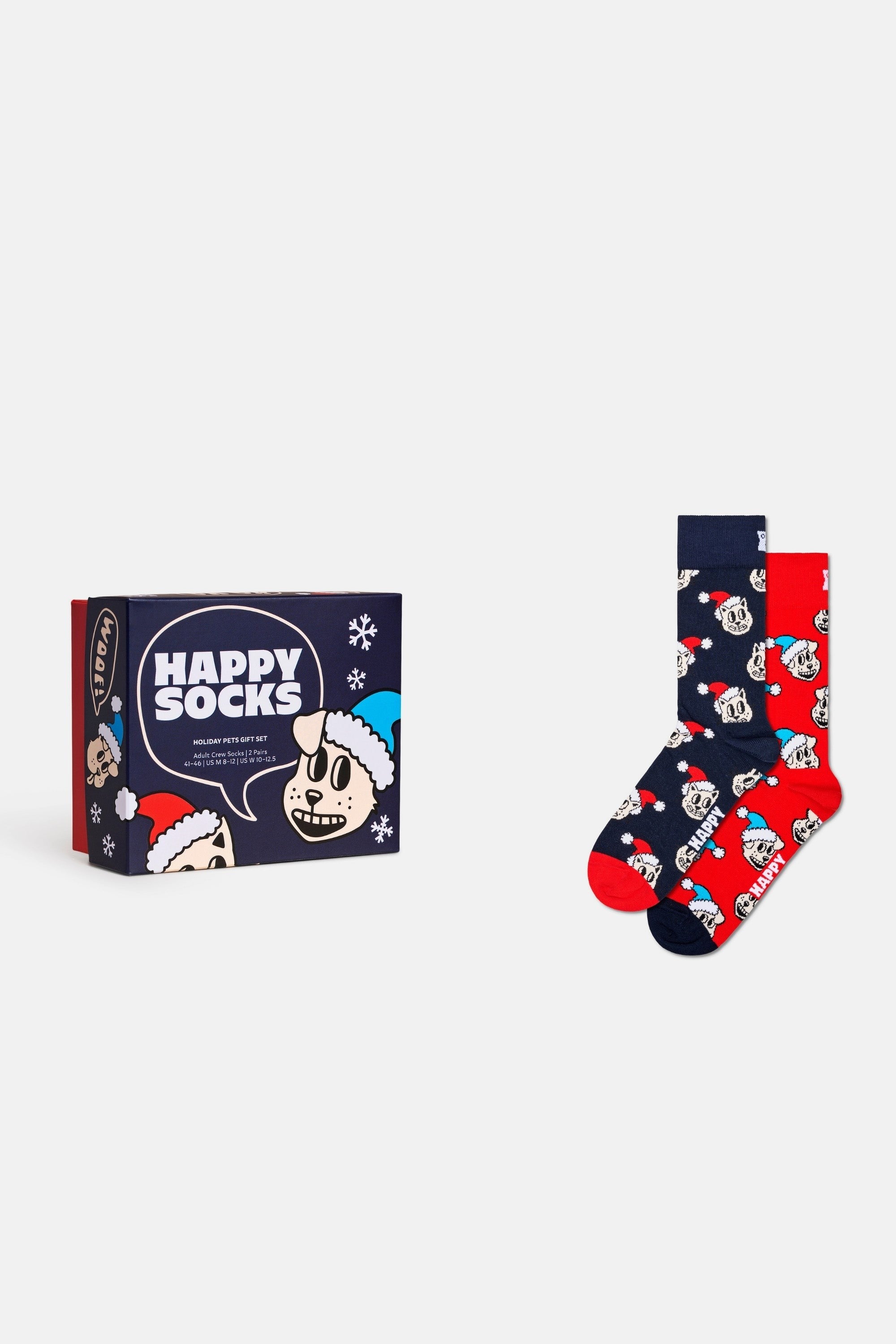 Happy Socks - Çok Renkli Kedi ve Köpek Desenli Pamuklu 2’li Çorap Seti