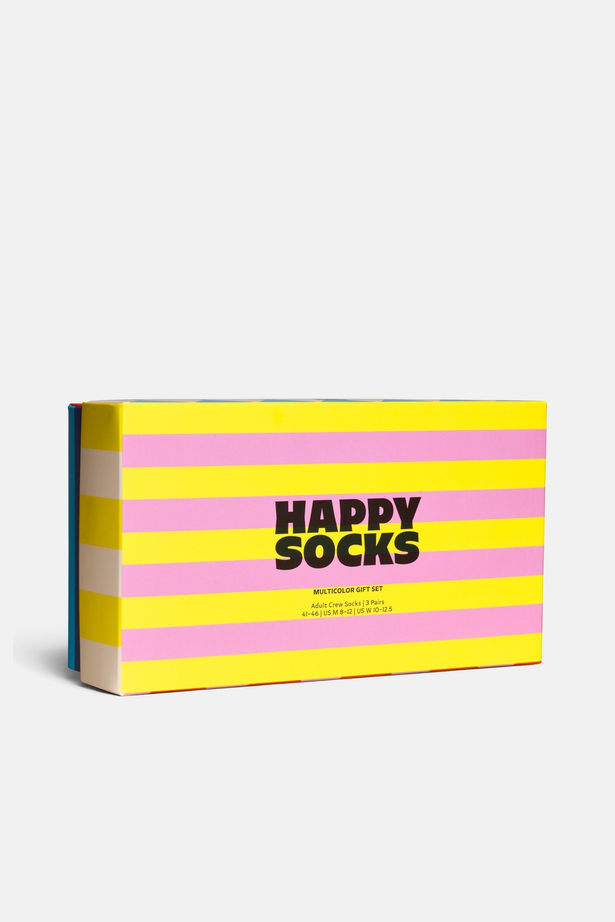 Happy Socks - Çok Renkli Kare ve Çizgi Desenli Pamuklu 3’lü Çorap Seti