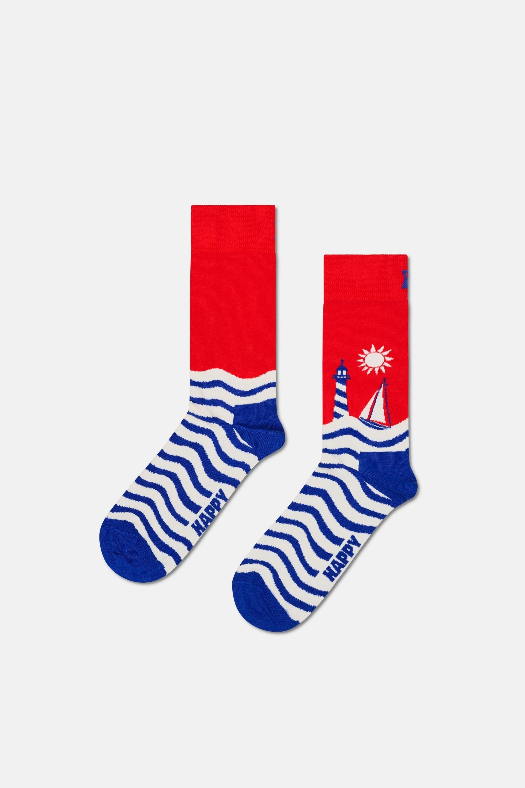 Happy Socks - Çok Renkli Sahil Temalı Pamuklu 3’lü Çorap Seti