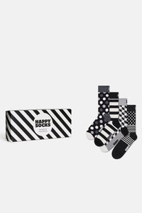 Happy Socks - Siyah Beyaz Klasik 4’lü Pamuklu Çorap Seti