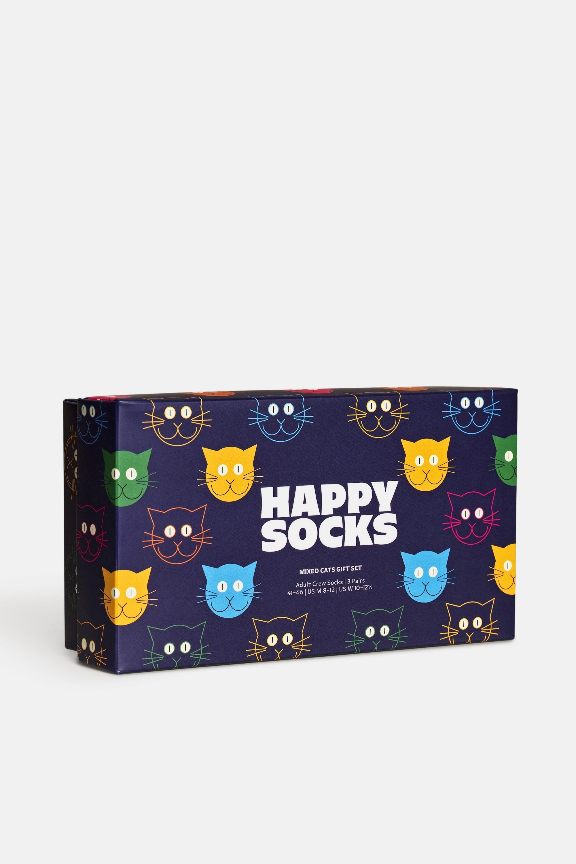 Happy Socks - Çok Renkli Kedi Desenli Pamuklu 3’lü Çorap Seti